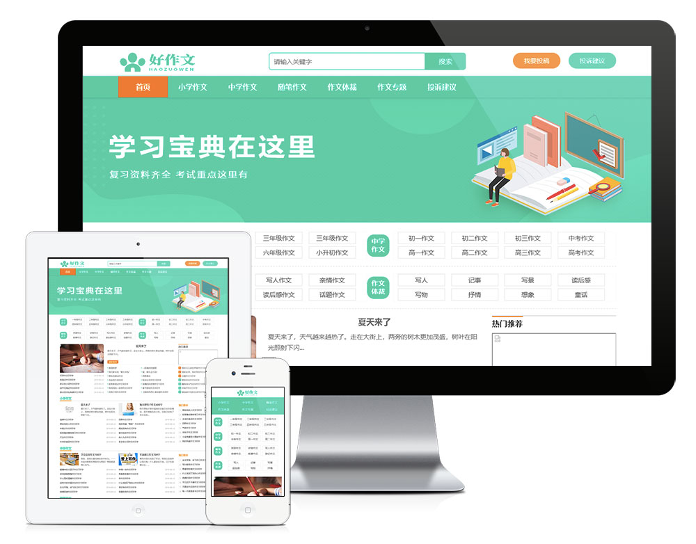 11900精美简洁作文范文网站模板